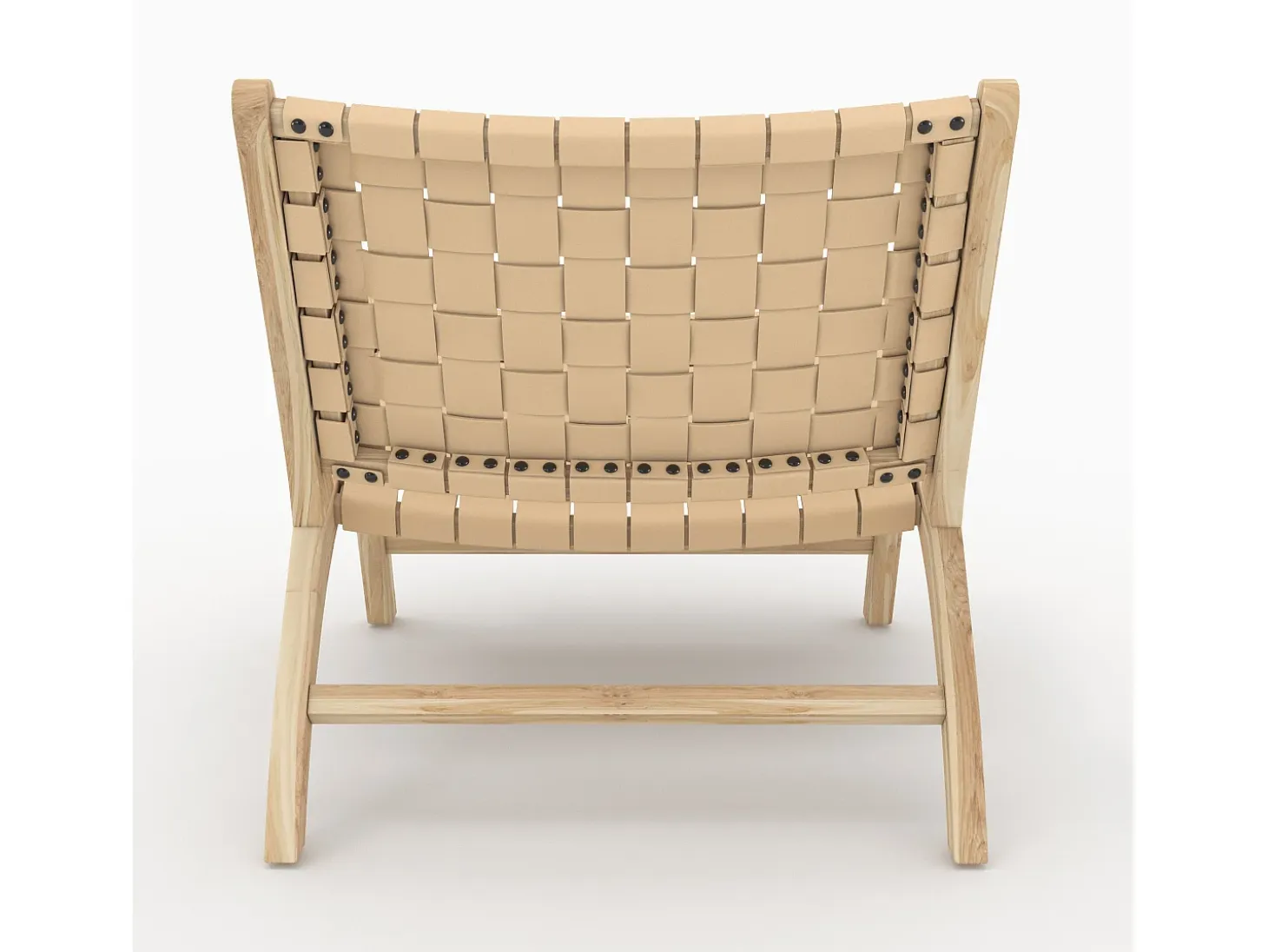 Sillón de teca y cuero trenzado beige - Kuna