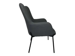 Sillón de tejido bouclé tela gris con reposapiés EIRA