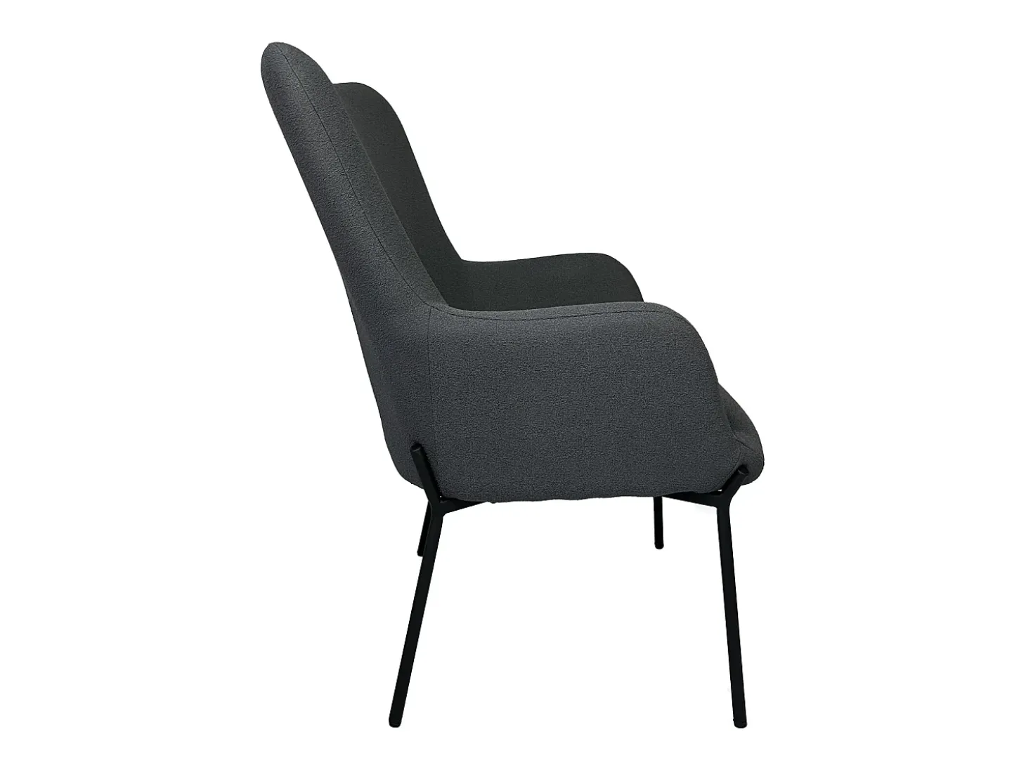 Sillón de tejido bouclé tela gris con reposapiés EIRA