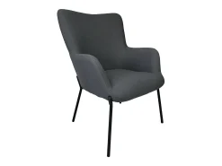 Sillón de tejido bouclé tela gris con reposapiés EIRA