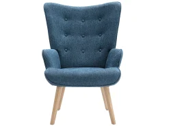 Sillón de tela azul capitoné. Estilo escandinavo. VATELY