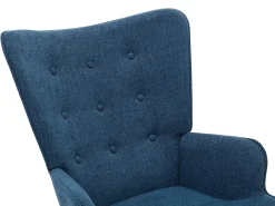 Sillón de tela azul jaspeado con base mecedora ELMINA