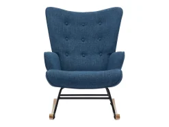 Sillón de tela azul jaspeado con base mecedora ELMINA