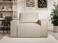 Sillón de tela beige estilo diseño AMELIA