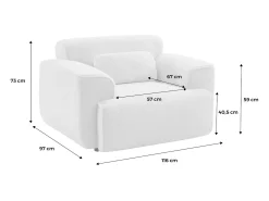 Sillón de tela borreguito con cojín incluido crema