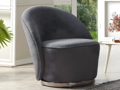 Sillón de tela bouclette antracita. Estilo design. ELFIRA