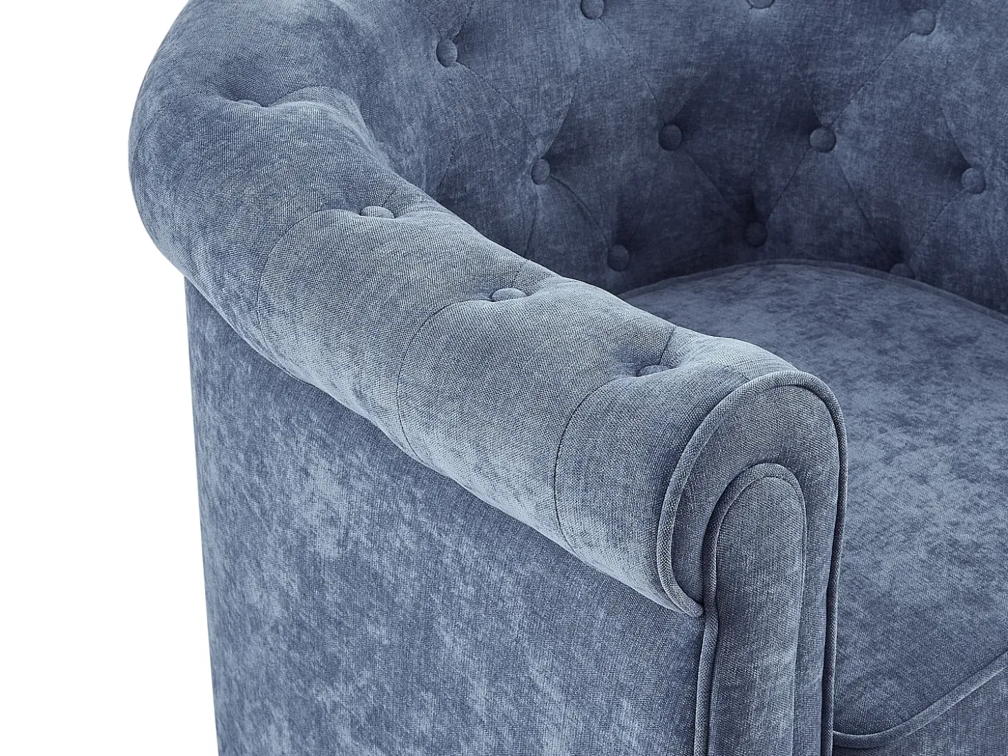 Sillón de tela color azul forma mítica CHESTERFIELD