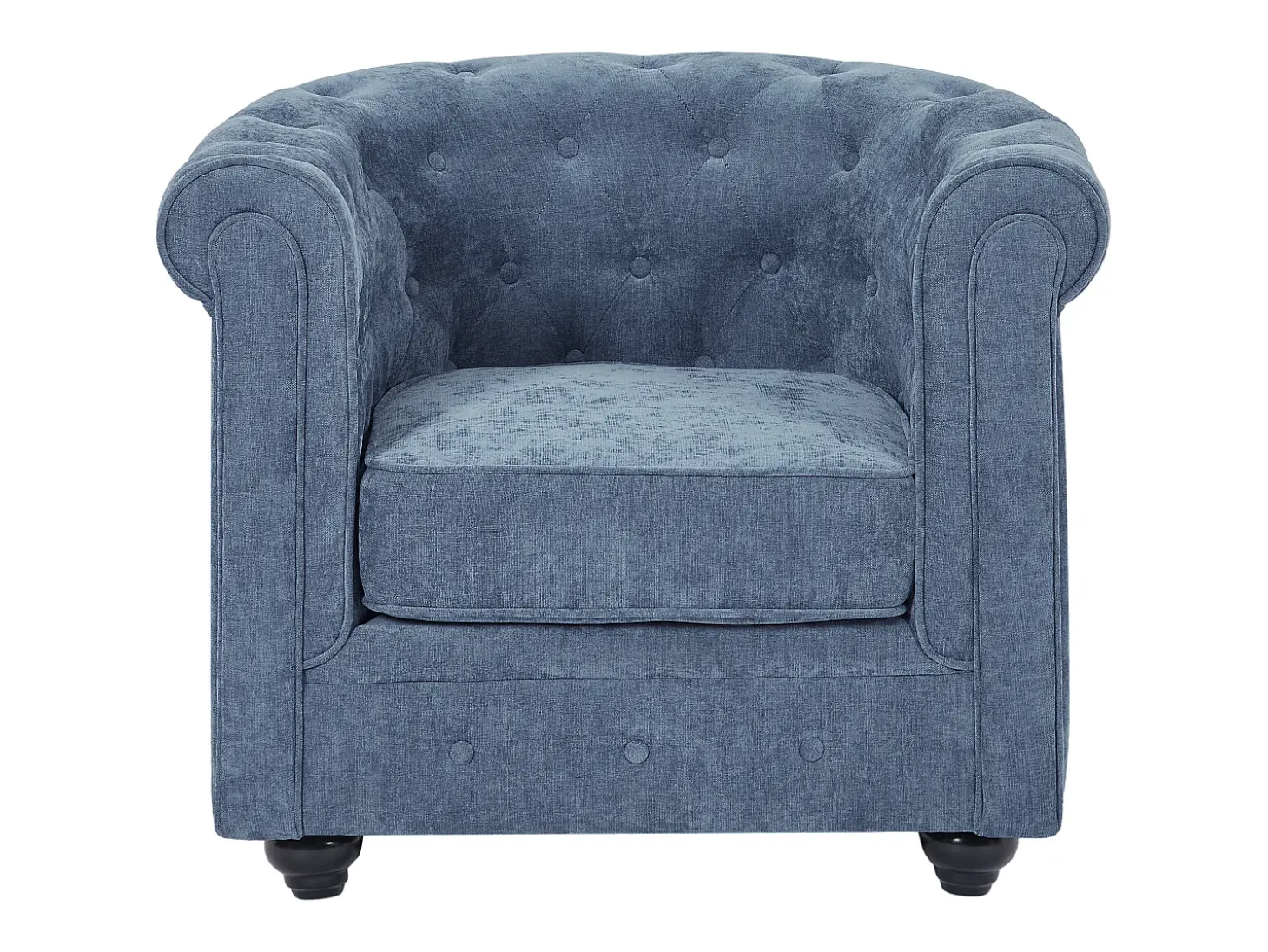 Sillón de tela color azul forma mítica CHESTERFIELD