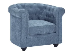 Sillón de tela color azul forma mítica CHESTERFIELD
