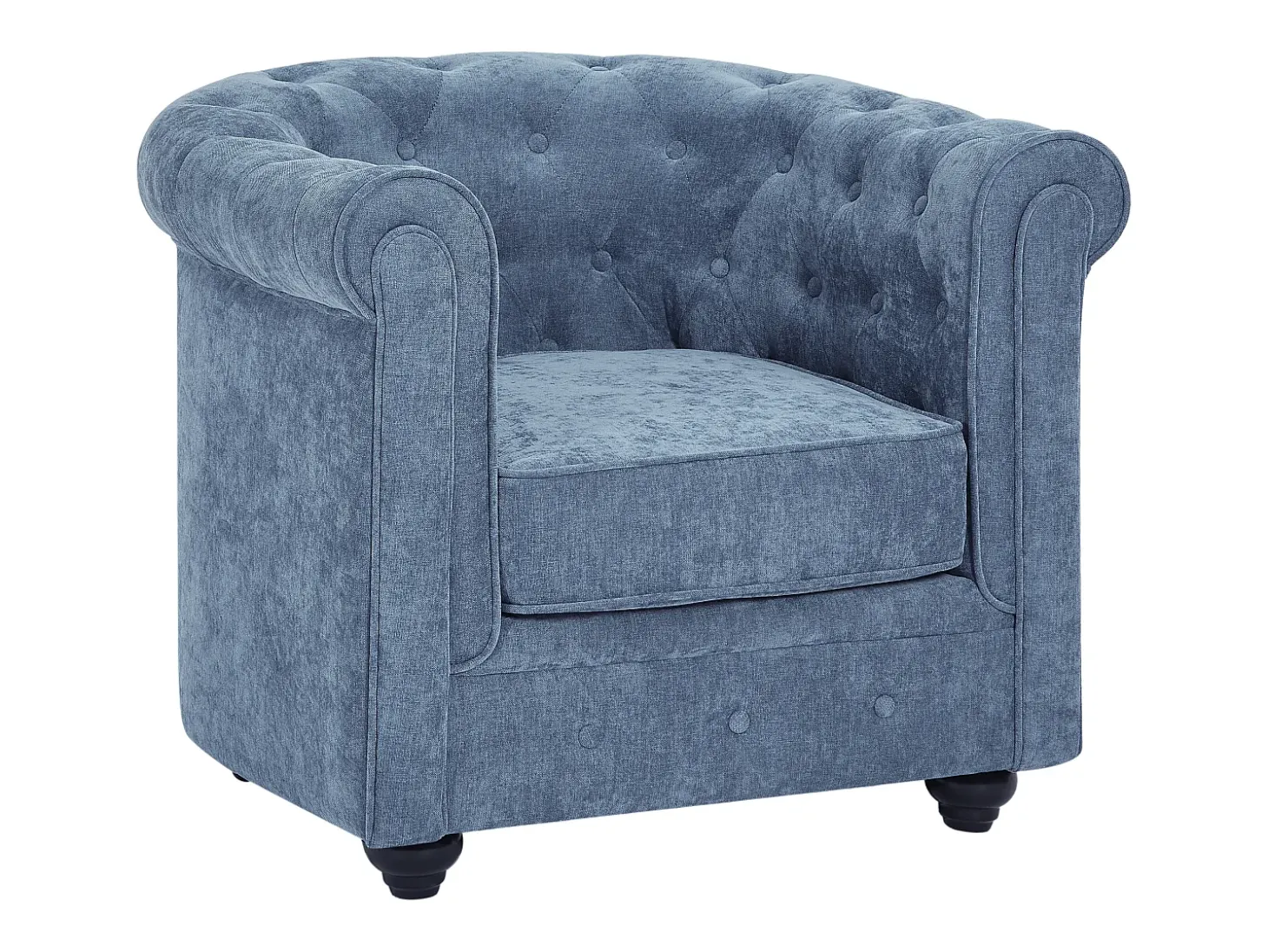 Sillón de tela color azul forma mítica CHESTERFIELD