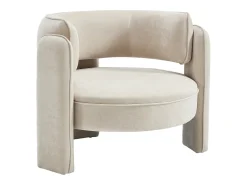 Sillón de tela color beige forma redonda ZORIMO