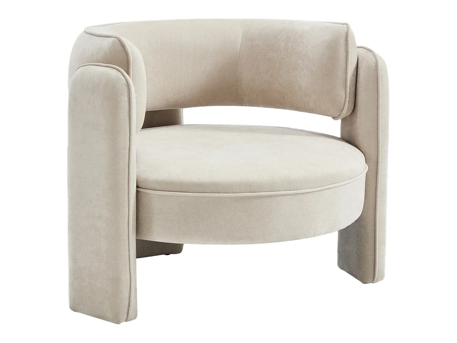 Sillón de tela color beige forma redonda ZORIMO