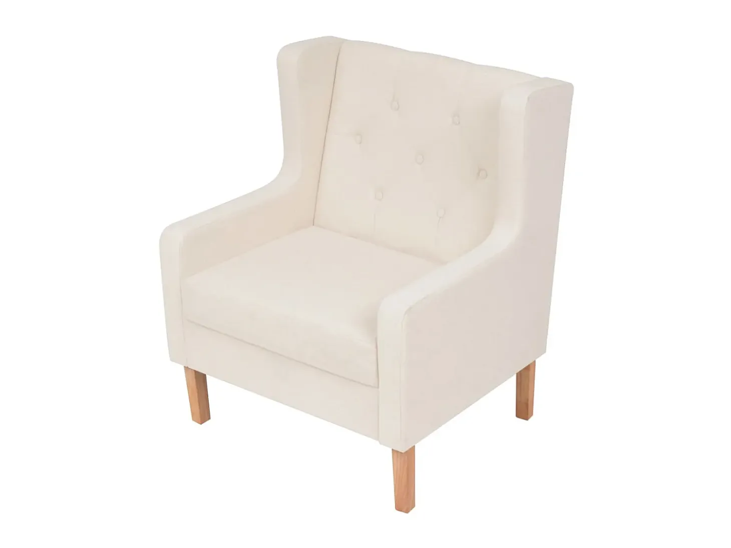 Sillón de tela color blanco crema ES26895