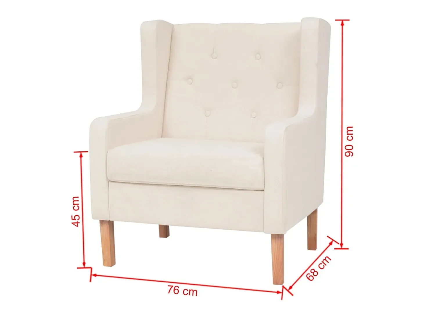 Sillón de tela color blanco crema