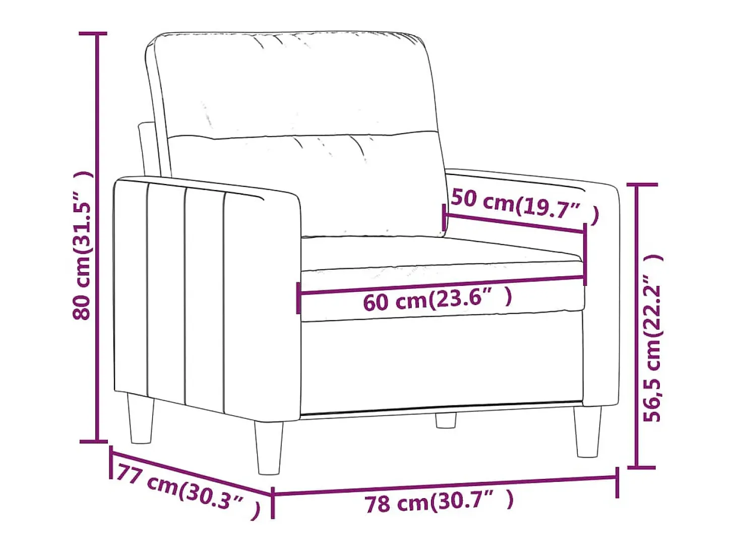 Sillón de tela color crema 60 cm