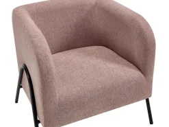 Sillón de tela color rosa con patas de acero BLINODA