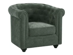 Sillón de tela color verde forma mítica CHESTERFIELD