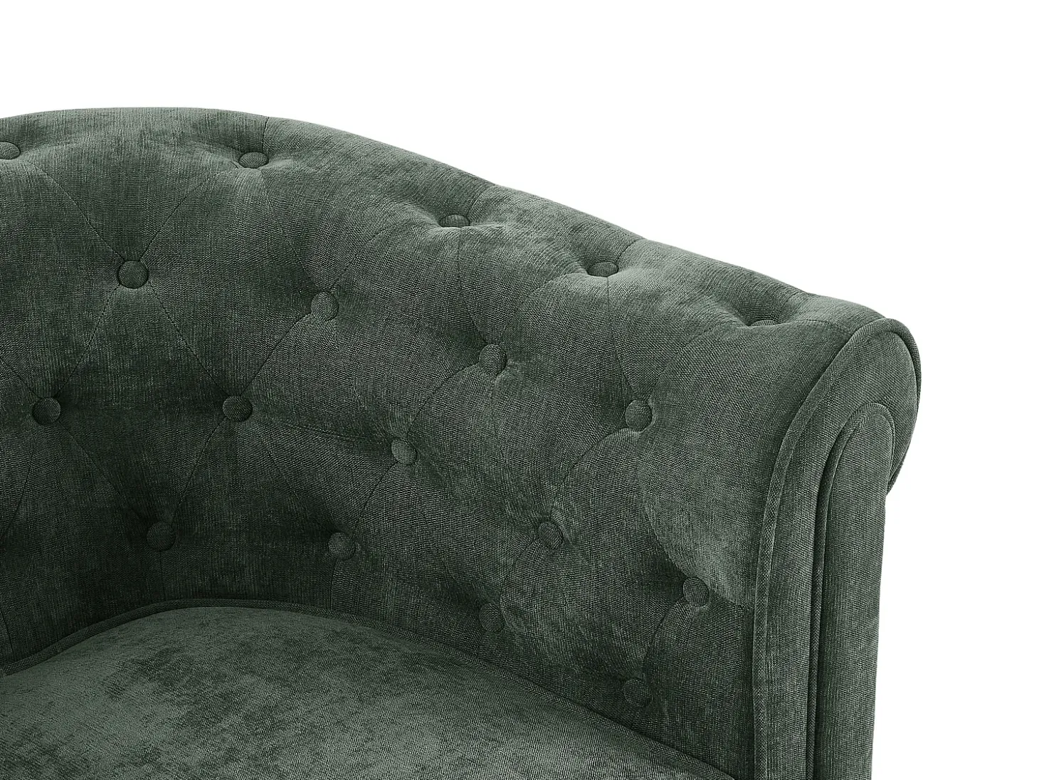 Sillón de tela color verde forma mítica CHESTERFIELD