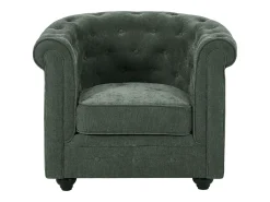 Sillón de tela color verde forma mítica CHESTERFIELD
