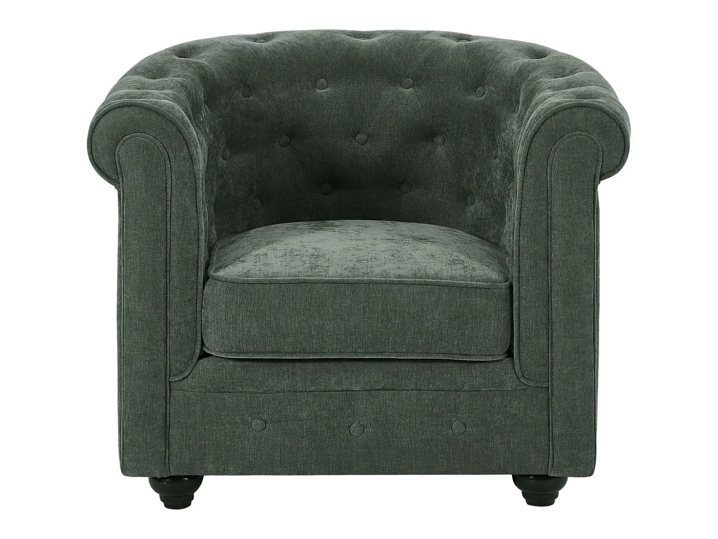 Sillón de tela color verde forma mítica CHESTERFIELD
