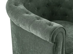 Sillón de tela color verde forma mítica CHESTERFIELD