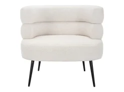 Sillón de tela con acabado rizado en color blanco CAMEDO
