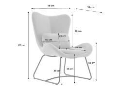 Sillón de tela con cojín gris claro