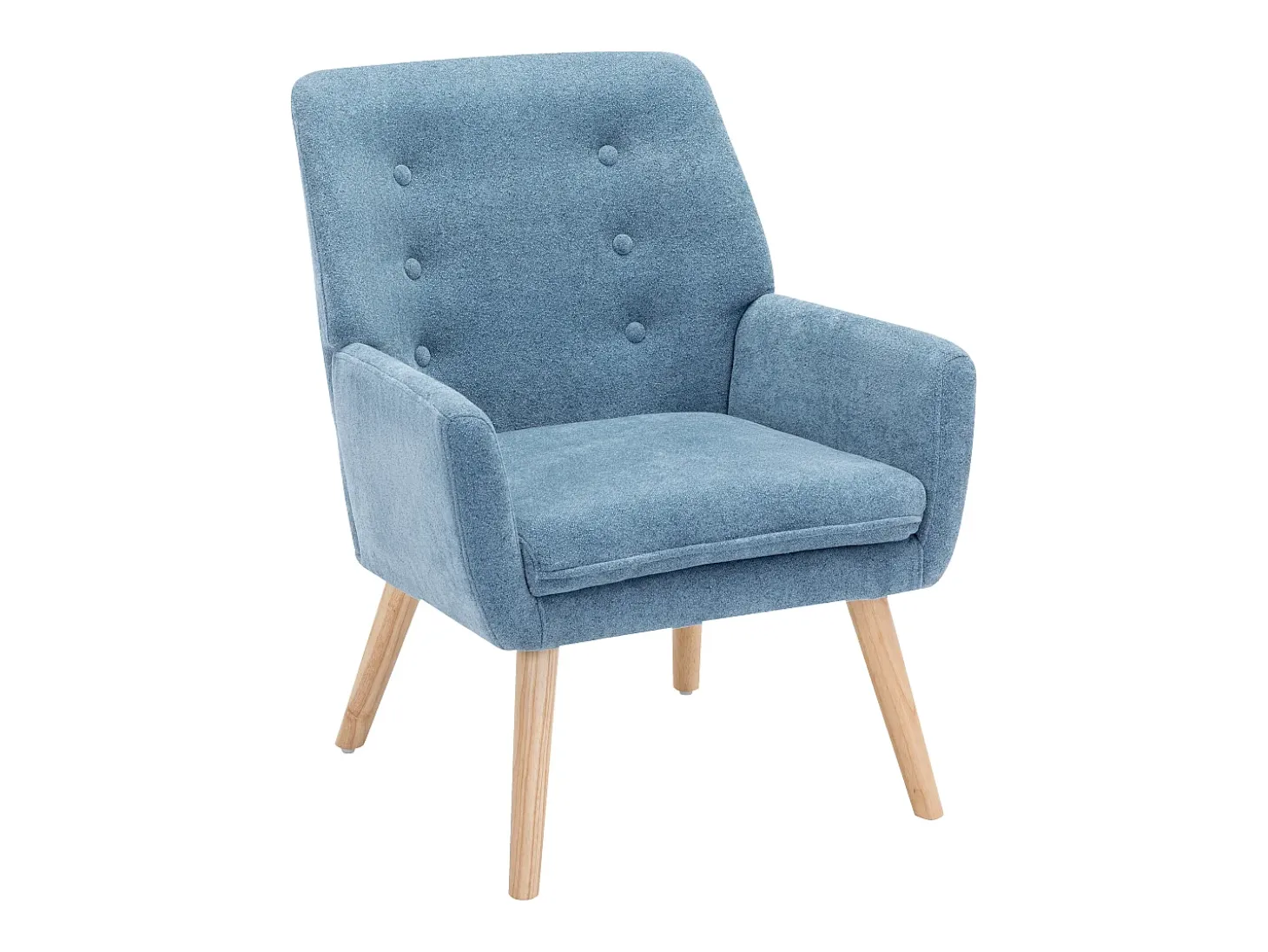 Sillón de tela de color azul. Estilo escandinavo. SERINO