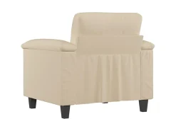 Sillón de tela de microfibra color crema 60 cm