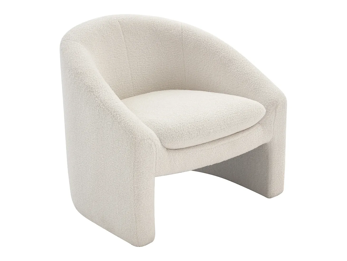 Sillón de tela de rizo blanco estilo diseño OSSANA