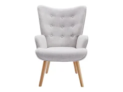 Sillón de tela gris claro de estilo escandinavo VATELY