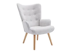 Sillón de tela gris claro de estilo escandinavo VATELY