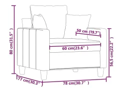 Sillón de tela gris claro 60 cm