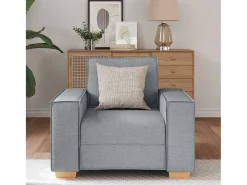 Sillón de tela gris claro de 60 cm