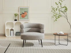 Sillón de tela gris con estructura de metal estilo diseño CAMEDO