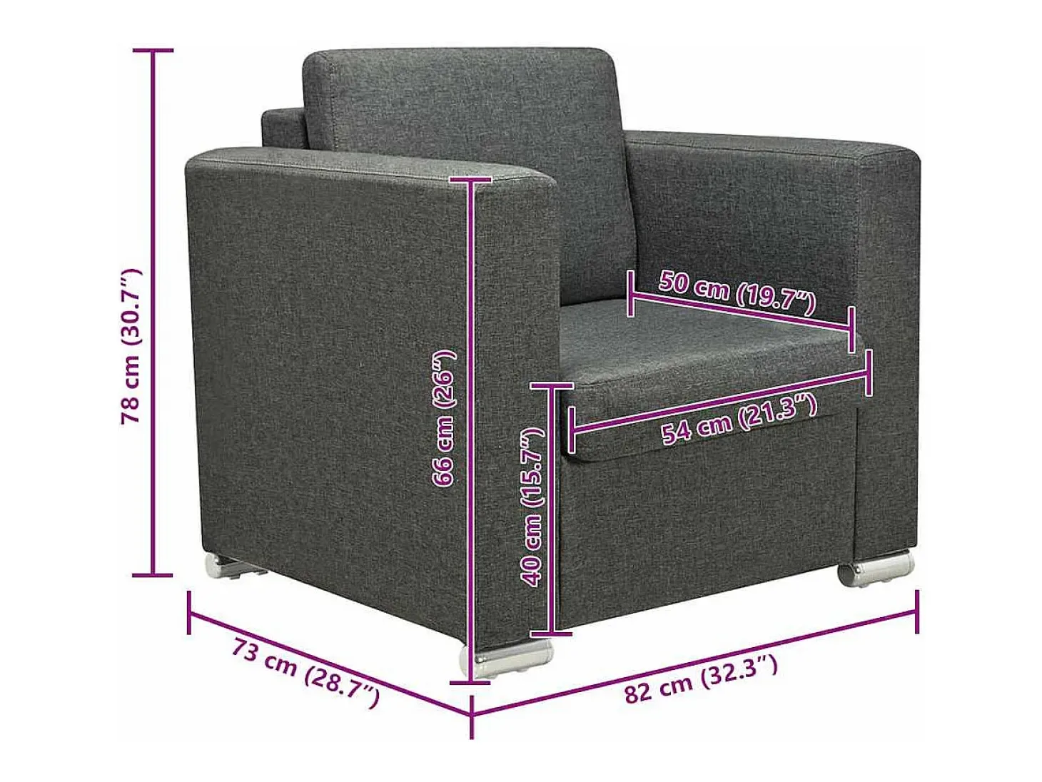 Sillón de tela gris oscuro