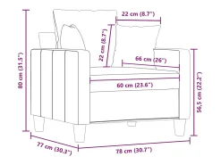 Sillón de tela gris taupé 60 cm