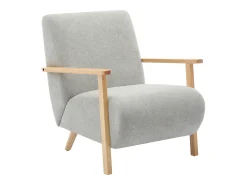 Sillón de tela gris y madera estilo contemporáneo. JULOMO