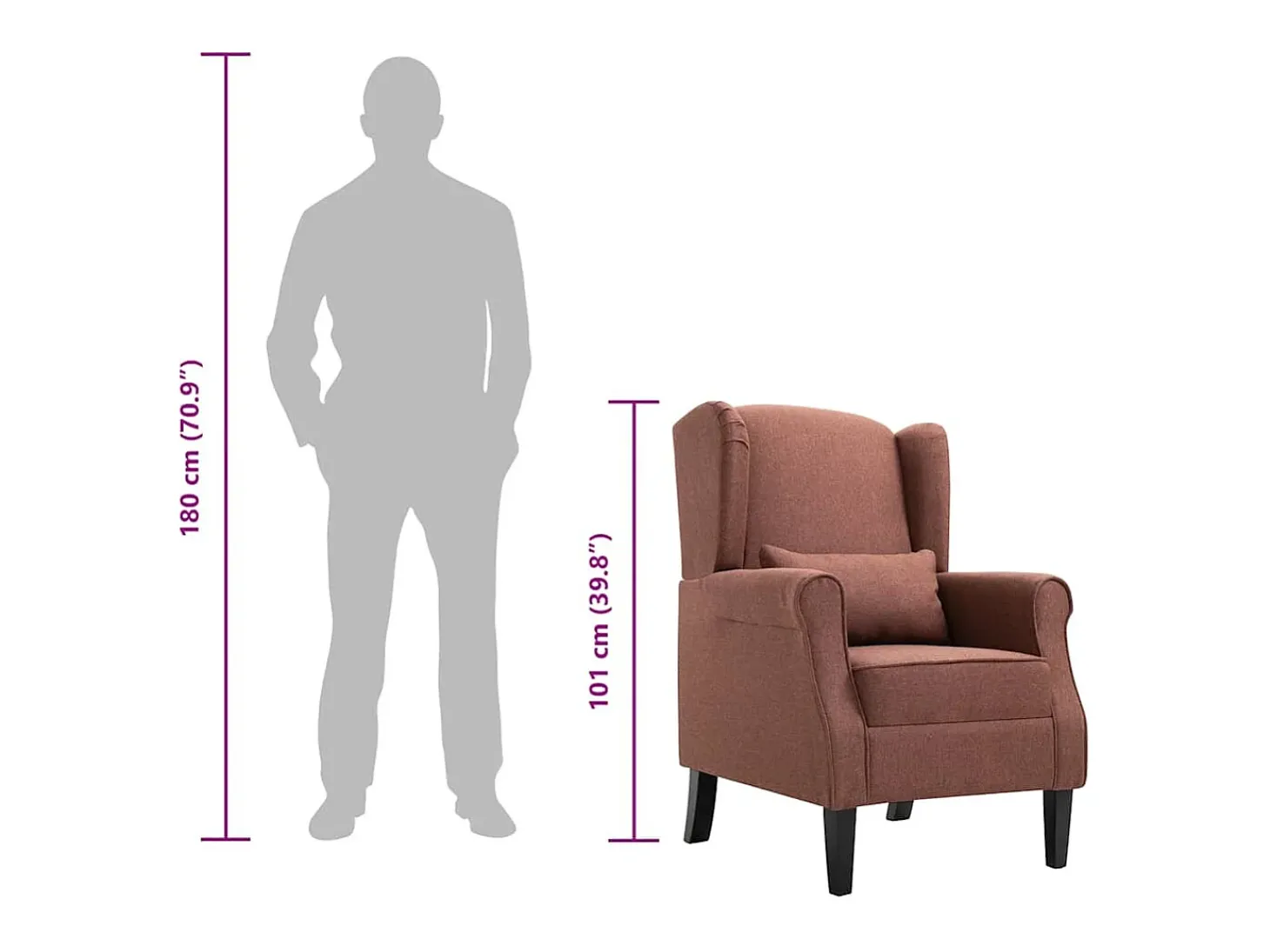 Sillón de tela marrón
