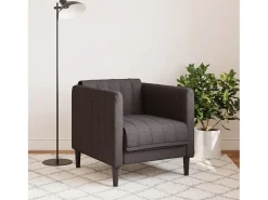Sillón de tela marrón oscuro