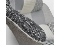 Sillón de tela patchwork gris con patas de madera - HAVANA