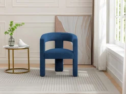 Sillón de tela texturizada azul estilo design FAVINA