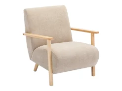 Sillón de tela y madera beige. Estilo contemporáneo. JULOMO