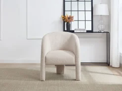 Sillón de tendencia en tela texturizada color beige ZELUVA