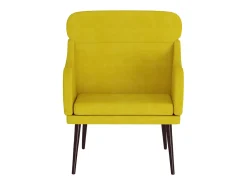 Sillón de terciopelo amarillo 63x76x80 cm