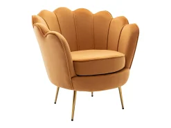 Sillón de terciopelo amarillo mostaza patas doradas DANDELION