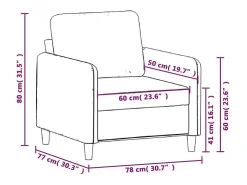Sillón de terciopelo azul de 60 cm
