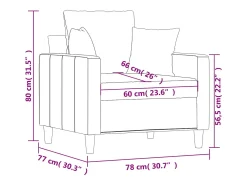 Sillón de terciopelo azul 60 cm