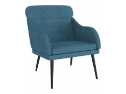 Sillón de terciopelo azul 63x76x80 cm