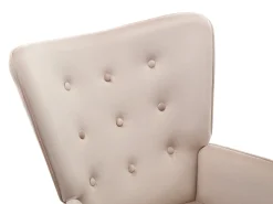 Sillón de terciopelo beige capitoné. Estilo escandinavo. VATELY